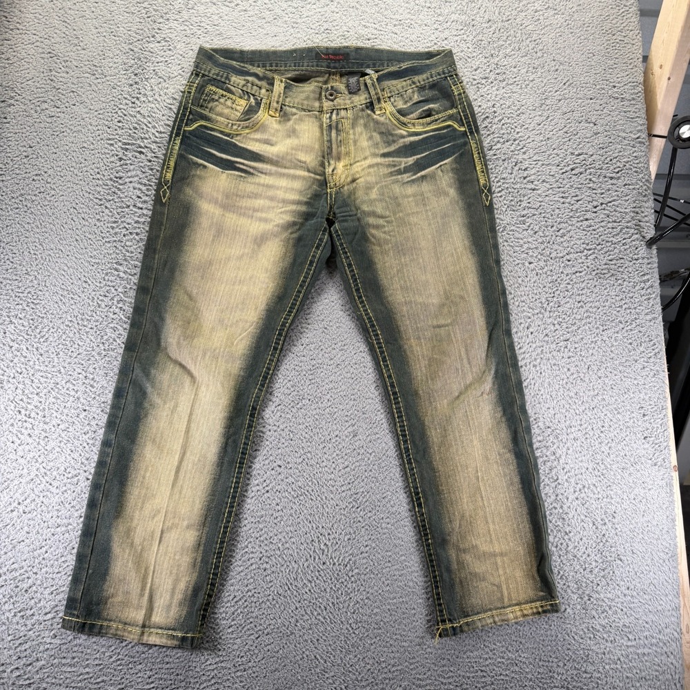 Vintage True Republic Jeans Mens 38x32 Blue Cotton Denim Straight Workwear Baggy